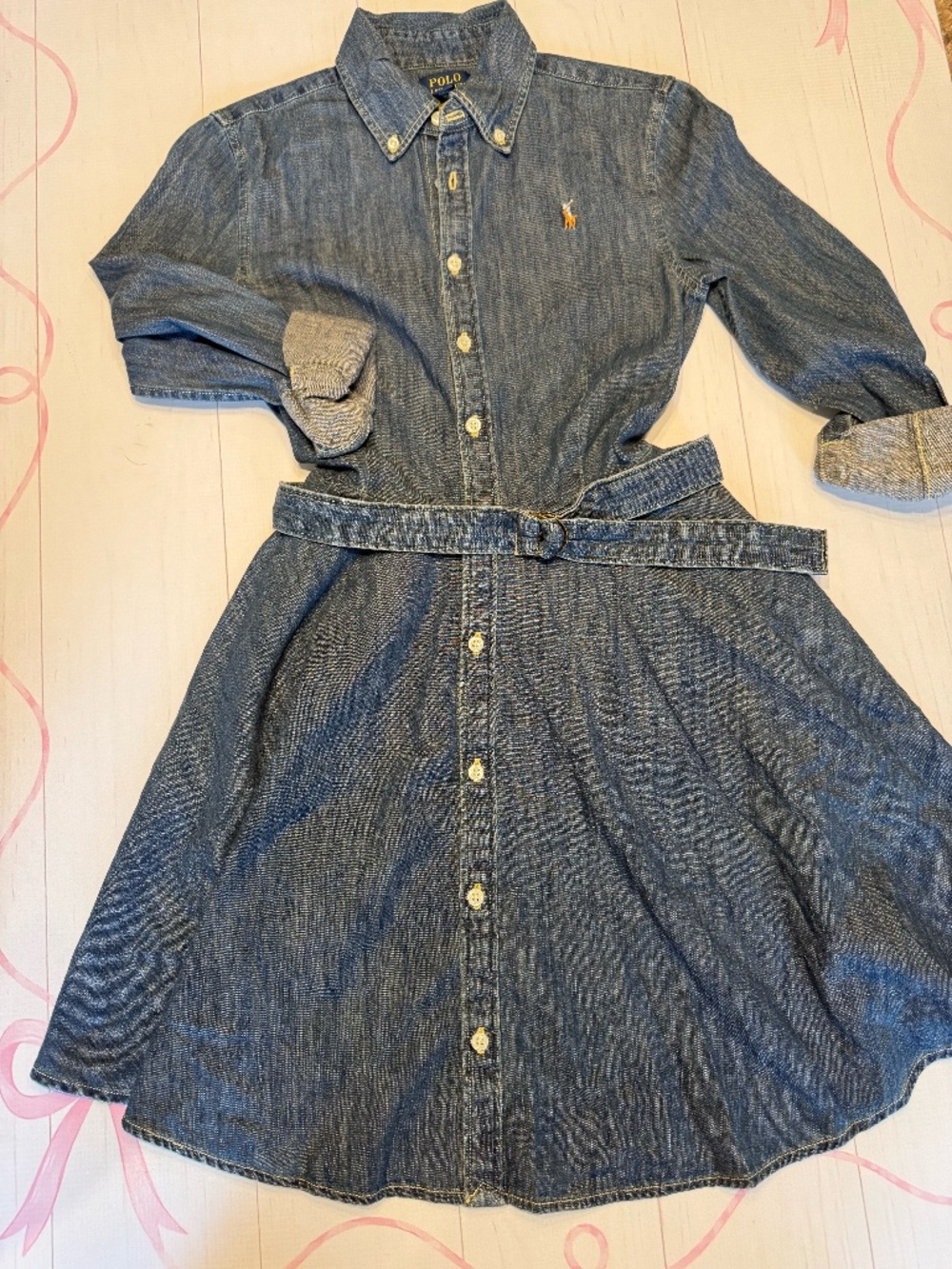 NWOT Polo Ralph Lauren Belted Denim Dress Size 12